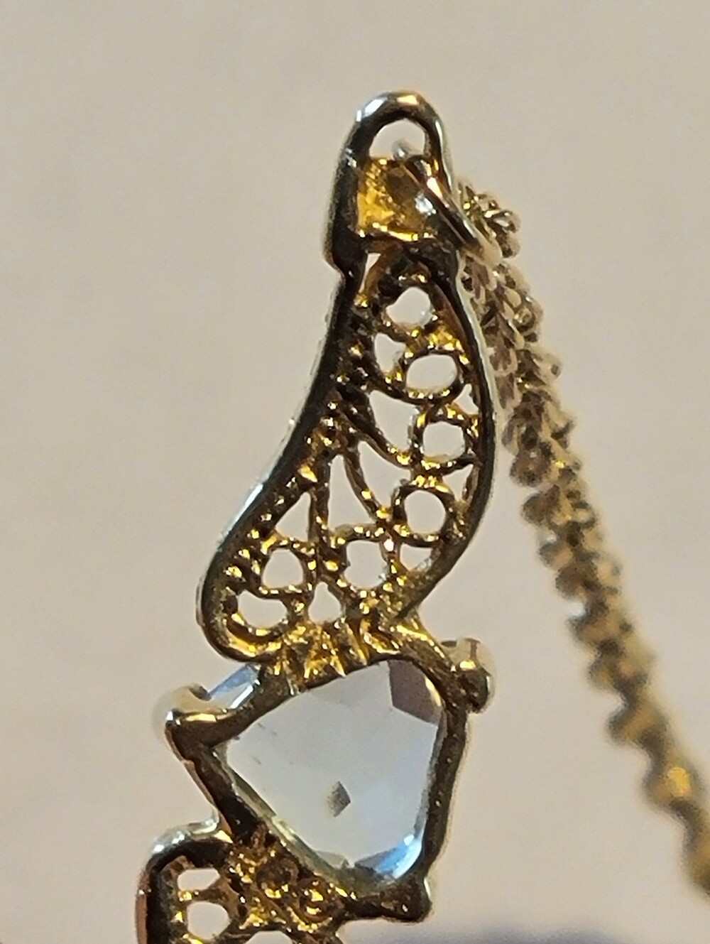 14K Yellow Gold Very Denty Bracelet with Light Blue Heart Stone Pendant,7" Long - Picture 5 of 9